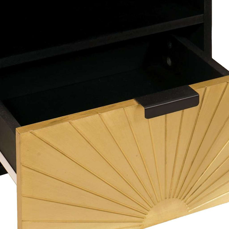 vidaXL TV szekrény Fekete és Arany 70 x 33 x 46 cm tömör mangófa