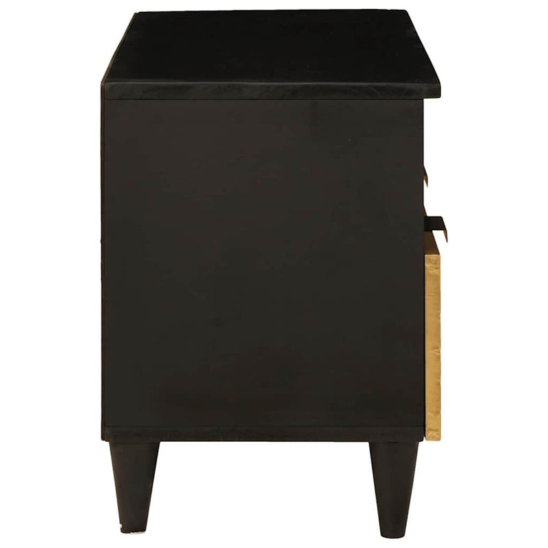 vidaXL TV szekrény Fekete és Arany 70 x 33 x 46 cm tömör mangófa