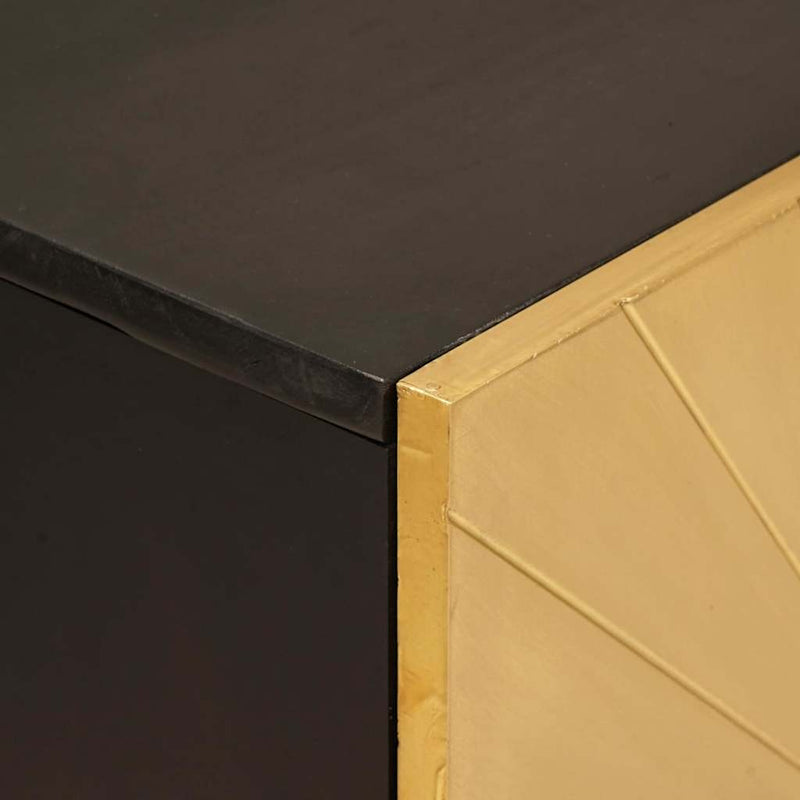vidaXL Széf Fekete és Arany 60 x 33 x 75 cm tömör mangófa
