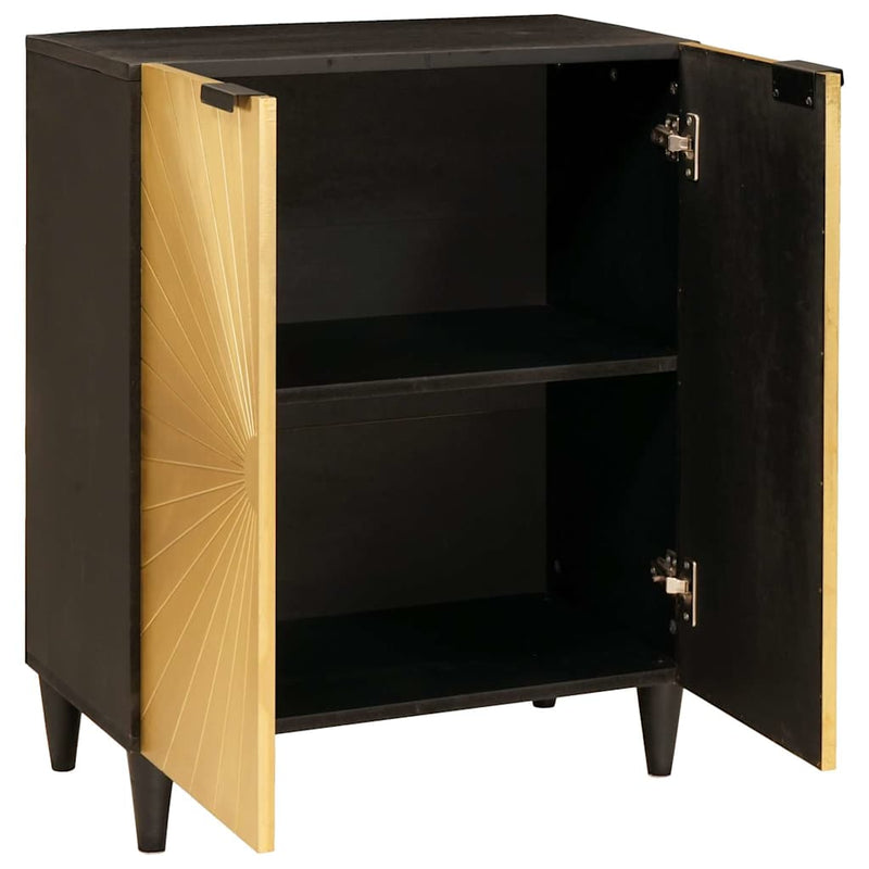 vidaXL Széf Fekete és Arany 60 x 33 x 75 cm tömör mangófa
