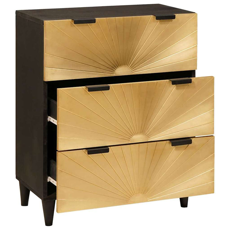 vidaXL Széf Fekete és Arany 60 x 33 x 75 cm tömör mangófa