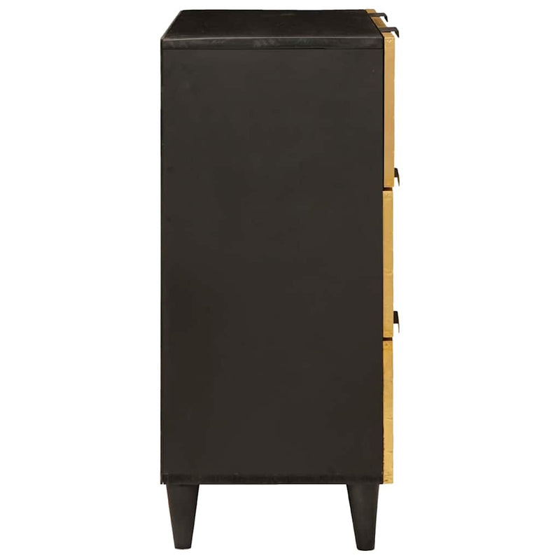 vidaXL Széf Fekete és Arany 60 x 33 x 75 cm tömör mangófa