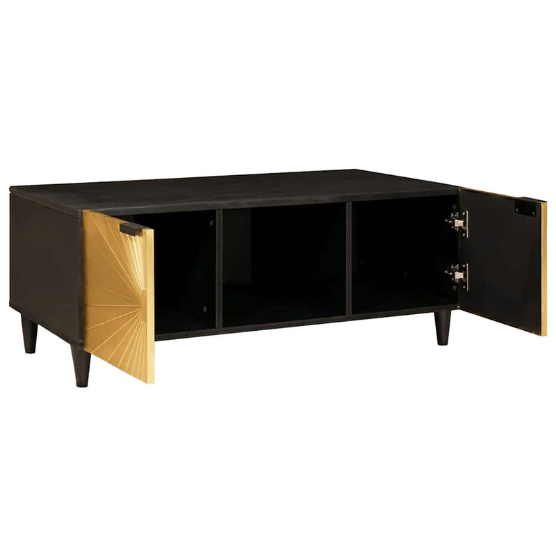 vidaXL Dohányzóasztal Fekete és Arany 100 x 54 x 40 cm tömör mangófa