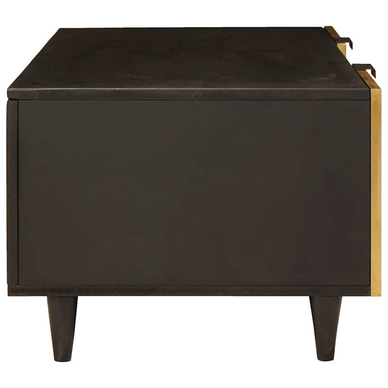 vidaXL Dohányzóasztal Fekete és Arany 100 x 54 x 40 cm tömör mangófa