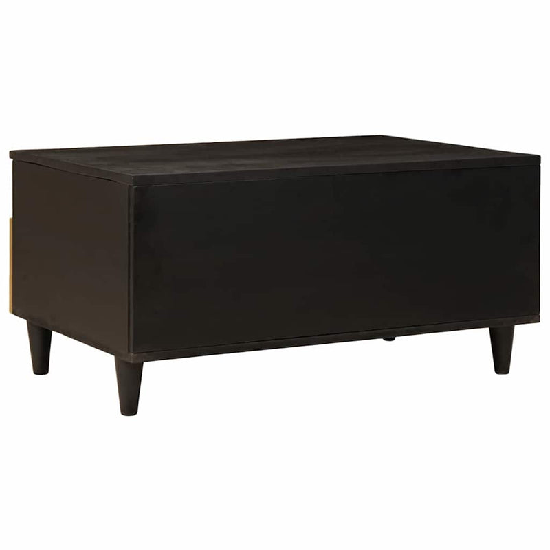 vidaXL Dohányzóasztal Fekete és Arany 80 x 54 x 40 cm tömör mangófa