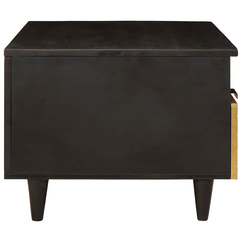 vidaXL Dohányzóasztal Fekete és Arany 80 x 54 x 40 cm tömör mangófa