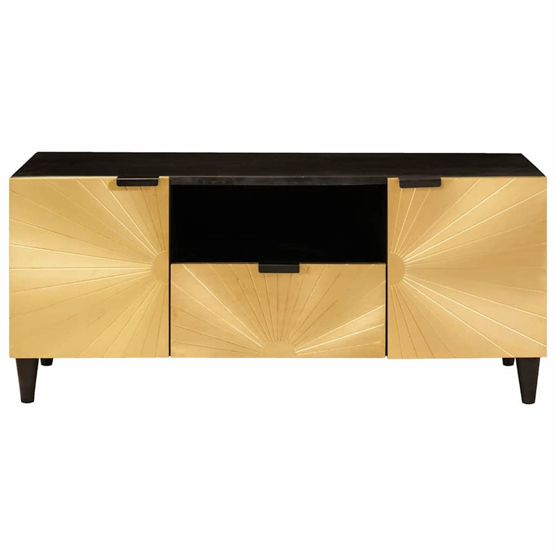 vidaXL TV szekrény Fekete és Arany 105 x 33 x 46 cm tömör mangófa