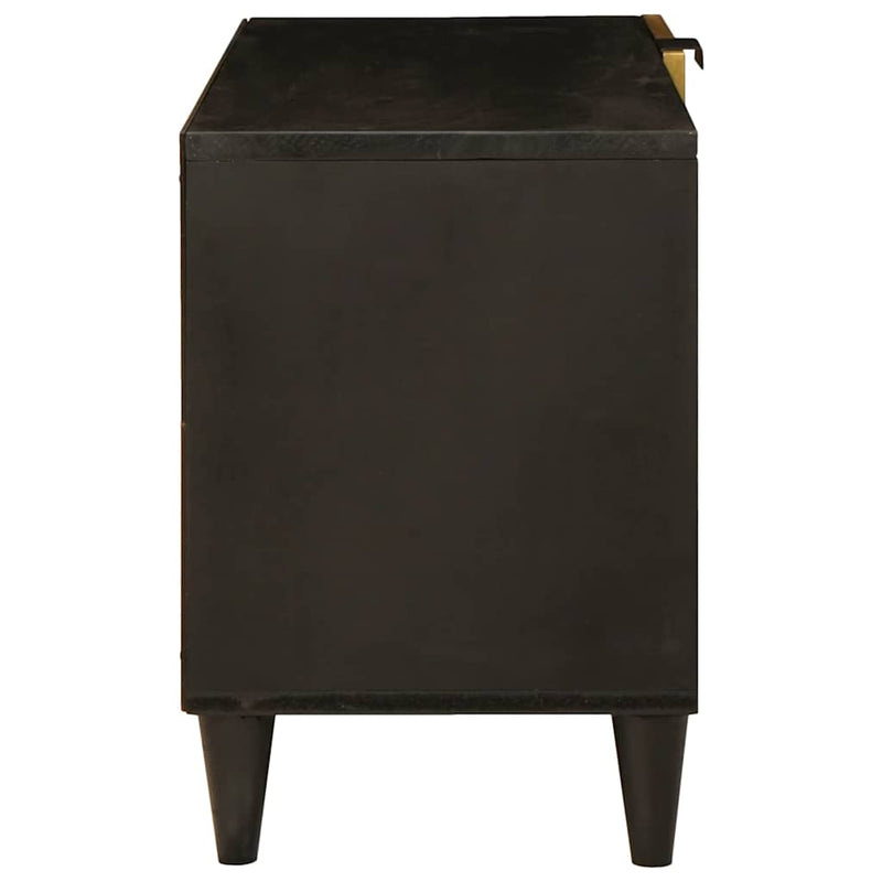 vidaXL TV szekrény Fekete és Arany 80 x 33 x 46 cm tömör mangófa