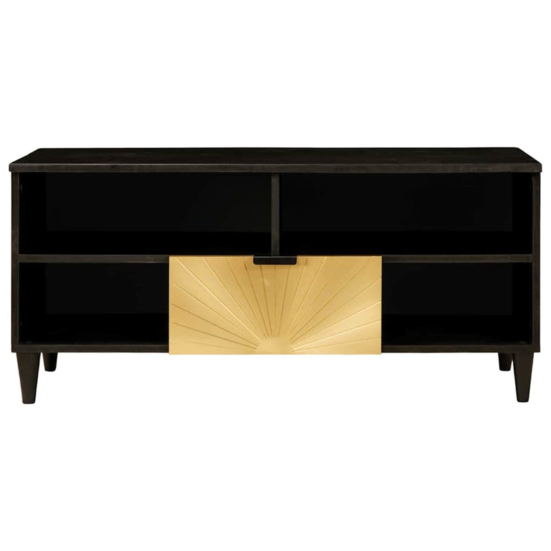 vidaXL TV szekrény fiókkal Fekete és Arany 100 x 33 x 46 cm Faanyag