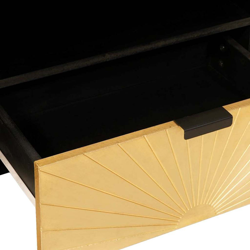 vidaXL TV szekrény Fekete és Arany 80 x 33 x 46 cm tömör mangófa