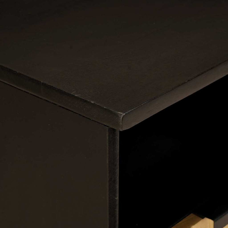 vidaXL TV szekrény Fekete és Arany 100 x 33 x 46 cm tömör mangófa