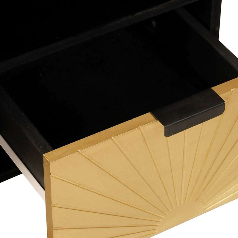 vidaXL TV szekrény Fekete és Arany 100 x 33 x 46 cm tömör mangófa