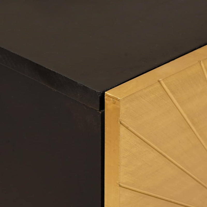 vidaXL Széf fiókkal Fekete és Arany 40 x 33 x 75 cm tömör mangófa