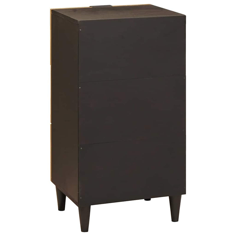 vidaXL Széf fiókkal Fekete és Arany 40 x 33 x 75 cm tömör mangófa