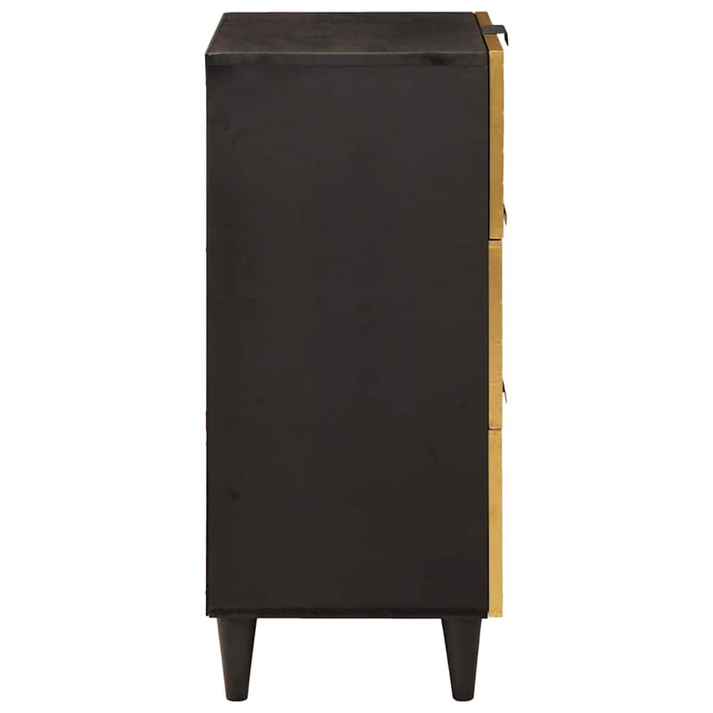 vidaXL Széf fiókkal Fekete és Arany 40 x 33 x 75 cm tömör mangófa