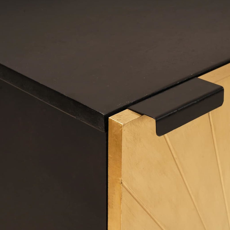 vidaXL Széf polcokkal Fekete és Arany 40 x 33 x 75 cm tömör mangófa