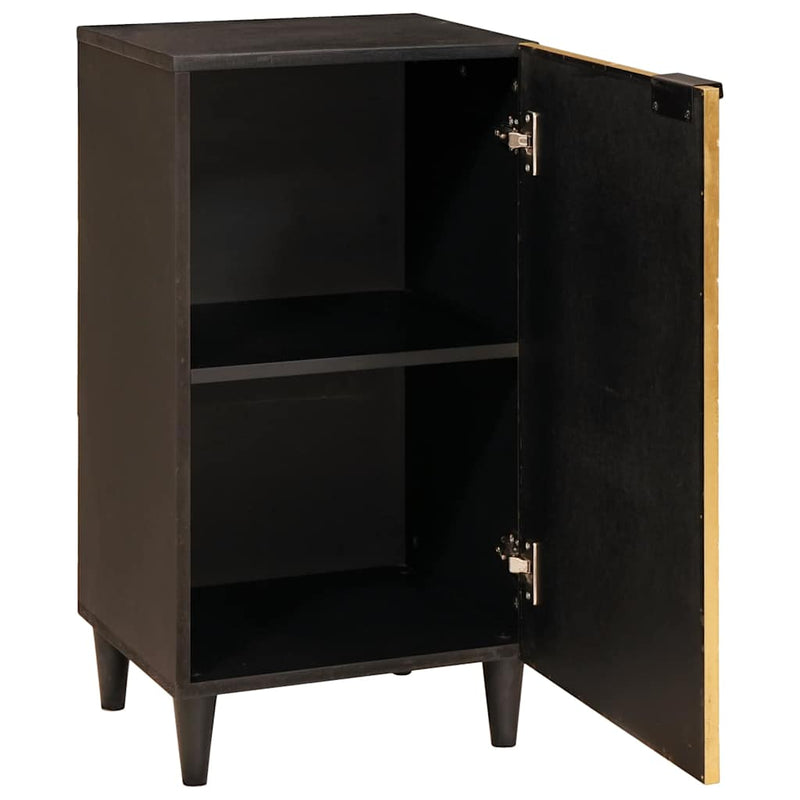 vidaXL Széf polcokkal Fekete és Arany 40 x 33 x 75 cm tömör mangófa