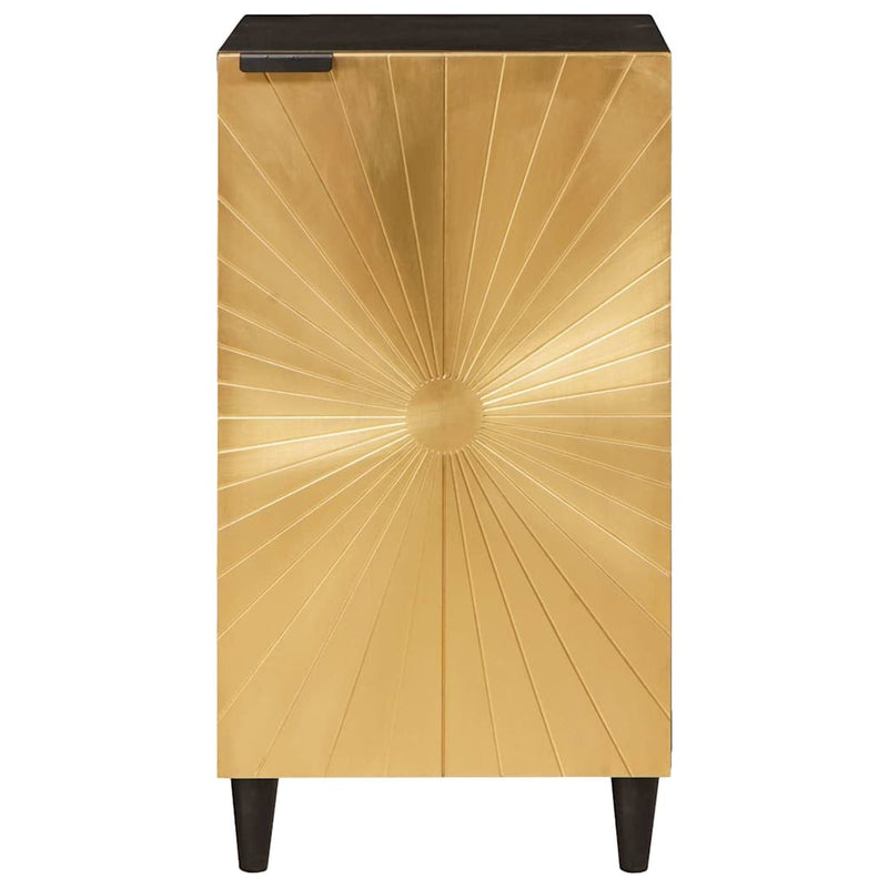 vidaXL Széf polcokkal Fekete és Arany 40 x 33 x 75 cm tömör mangófa