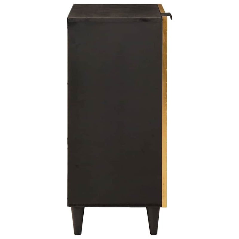 vidaXL Széf polcokkal Fekete és Arany 40 x 33 x 75 cm tömör mangófa