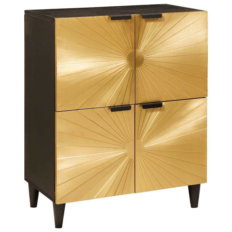 vidaXL Oldalsó szekrény tárolóval Fekete és Arany 60 x 33.5 x 75 cm