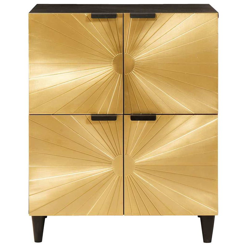vidaXL Oldalsó szekrény tárolóval Fekete és Arany 60 x 33.5 x 75 cm