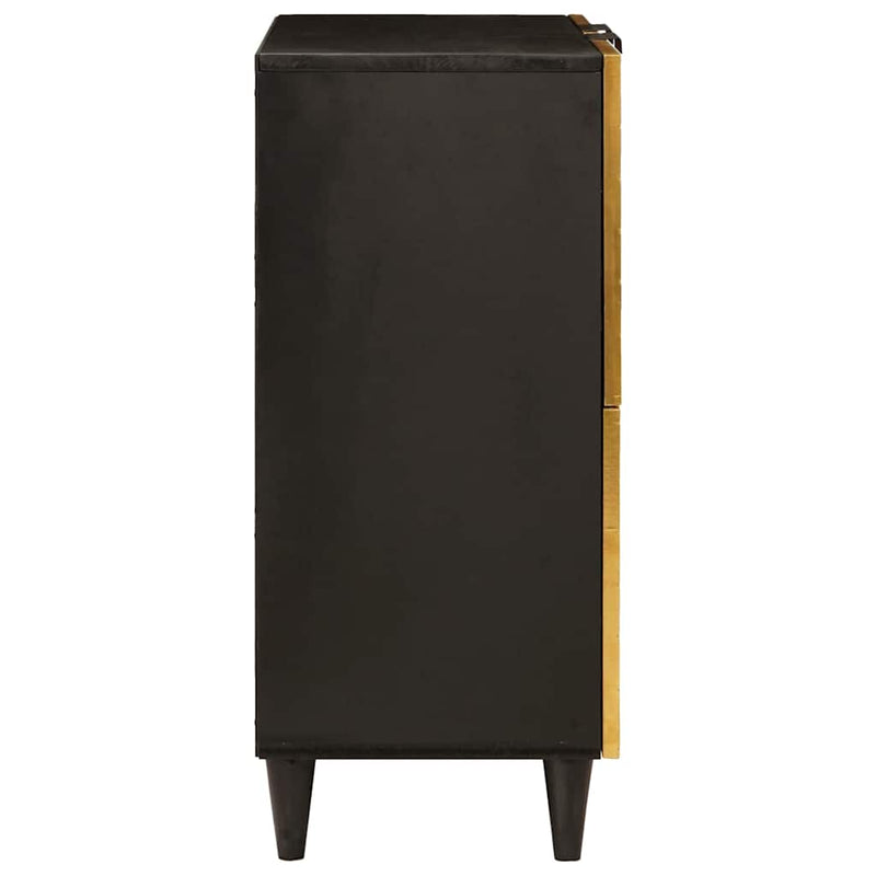vidaXL Oldalsó szekrény tárolóval Fekete és Arany 60 x 33.5 x 75 cm