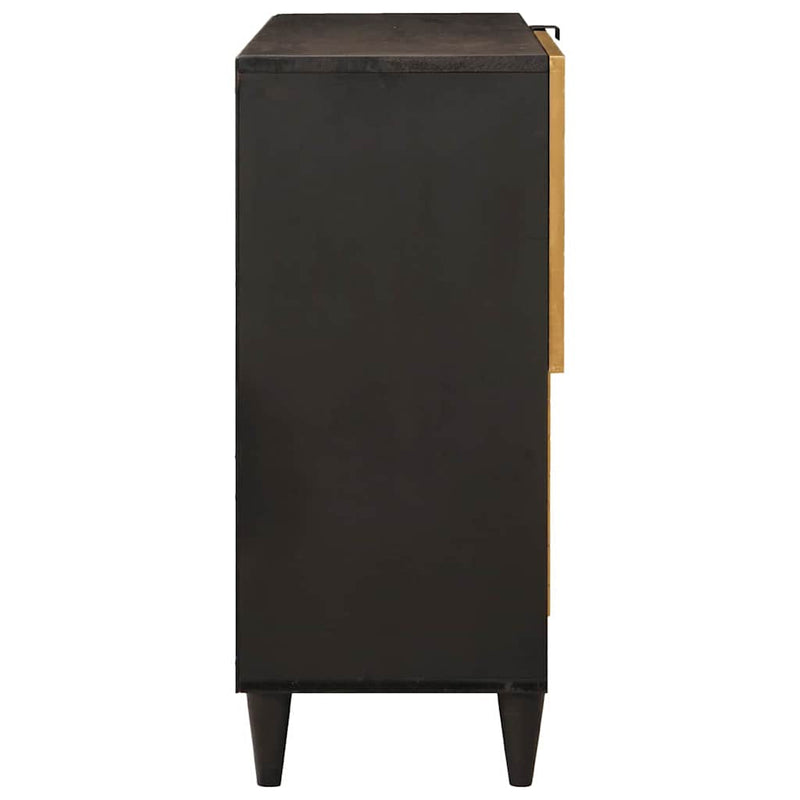vidaXL Oldalsó szekrény tárolóval Fekete és Arany 80 x 33.5 x 75 cm