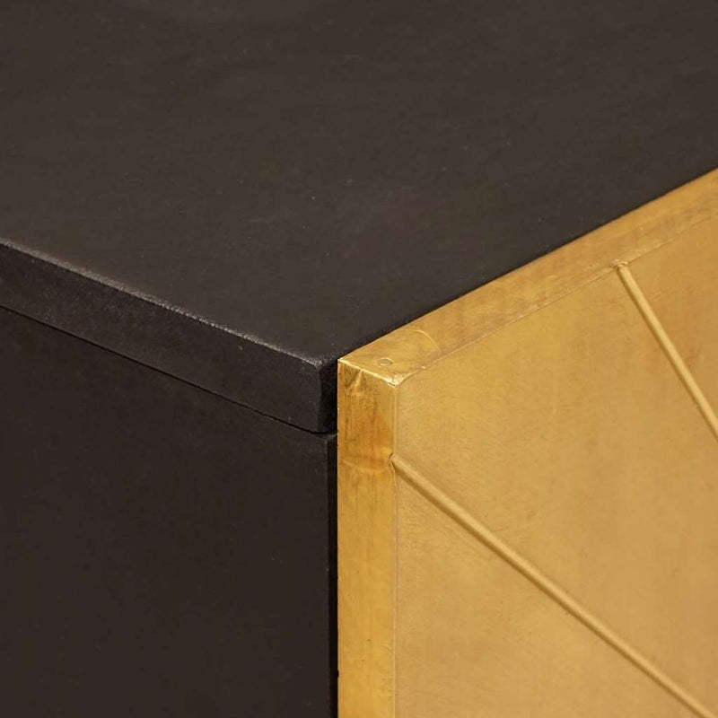 vidaXL Oldalsó szekrény tárolóval Fekete és Arany 90 x 33.5 x 75 cm