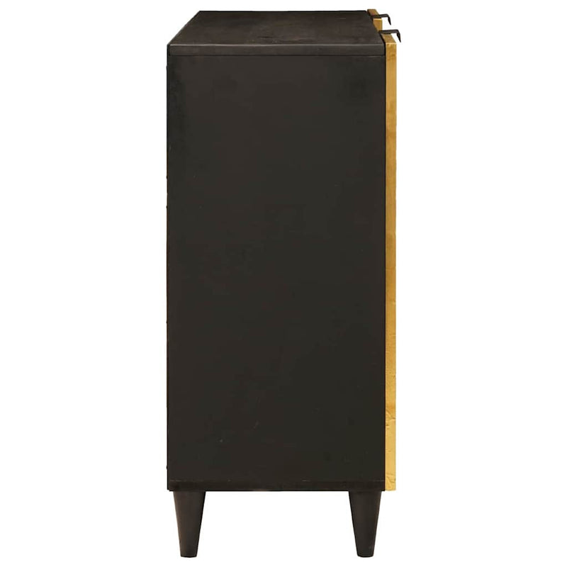 vidaXL Oldalsó szekrény tárolóval Fekete és Arany 90 x 33.5 x 75 cm