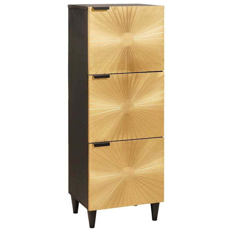 vidaXL Oldalsó szekrény tárolóval Fekete és arany 40 x 33.5 x 110 cm