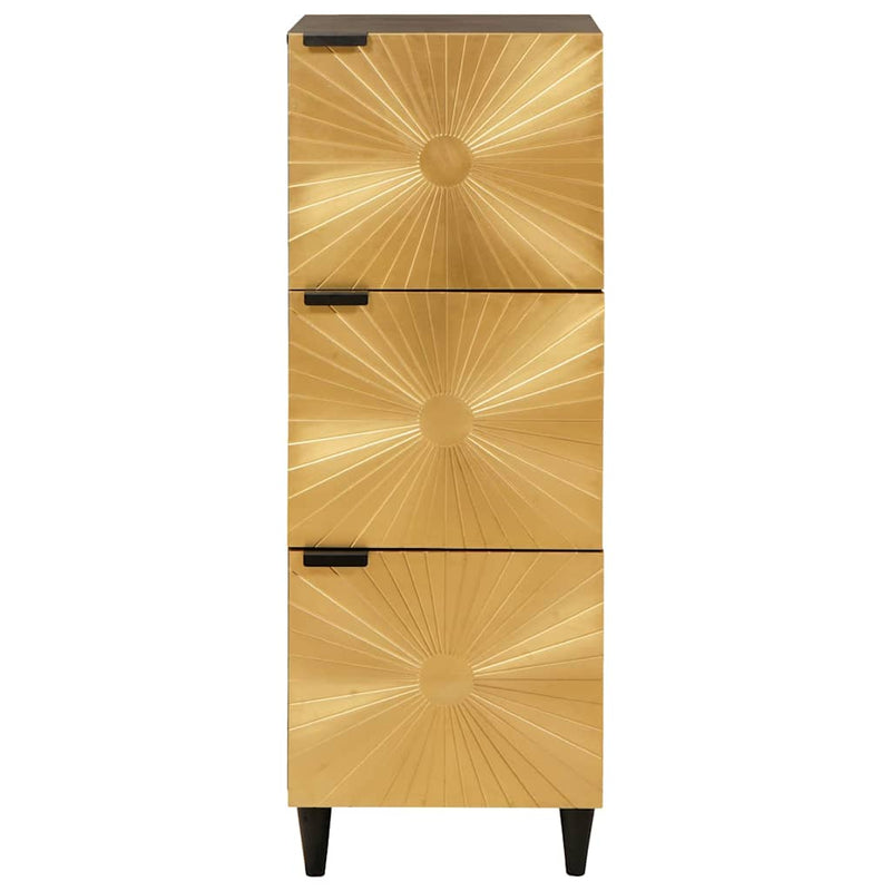 vidaXL Oldalsó szekrény tárolóval Fekete és arany 40 x 33.5 x 110 cm