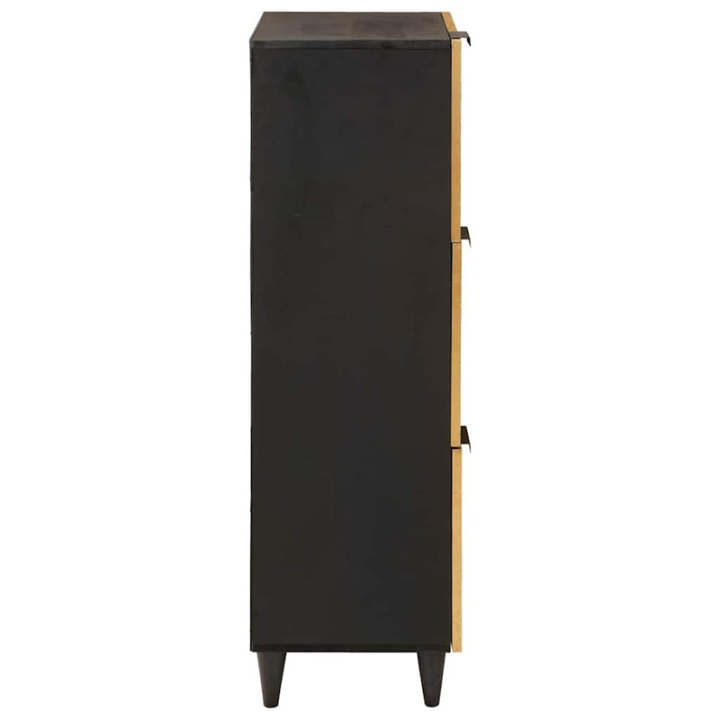 vidaXL Oldalsó szekrény tárolóval Fekete és arany 40 x 33.5 x 110 cm