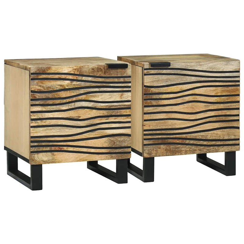 vidaXL Éjjeliszekrény 2 pcs Barna 40 x 33 x 46 cm tömör mangófa