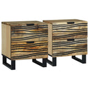 vidaXL Éjjeliszekrény 2 pcs Természetes 40 x 33 x 46 cm Szerelt Fa
