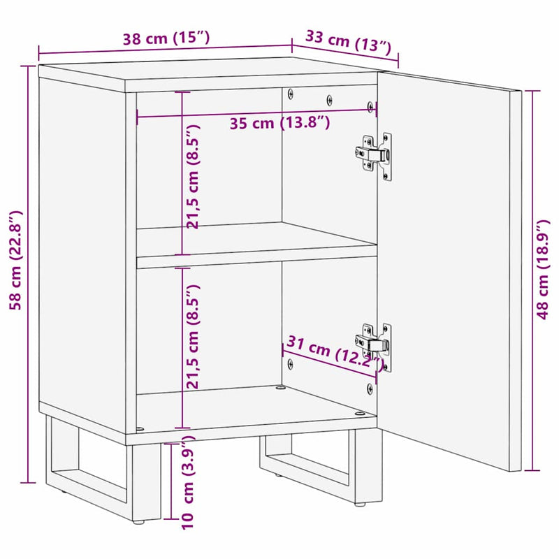 vidaXL Fürdőszobai Szekrény ajtóval Barna és fekete 38 x 33.5 x 58 cm