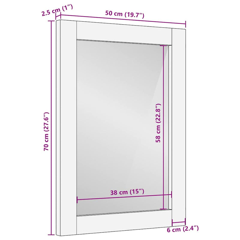 vidaXL Fürdőszobai tükör tükörrel Barna 50 x 2.5 x 70 cm