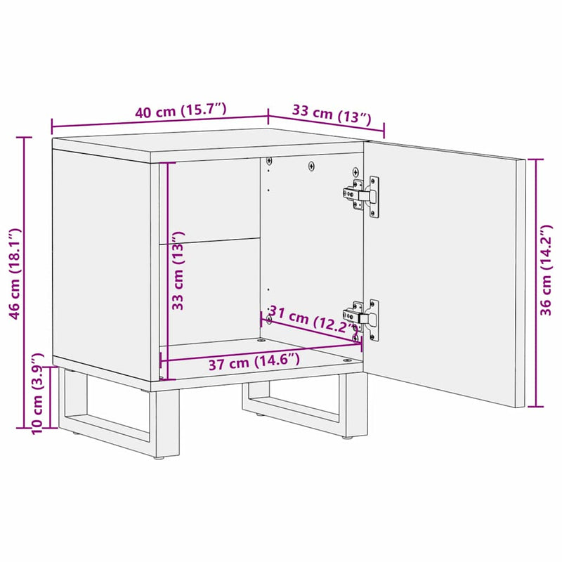 vidaXL Éjjeliszekrények Természetes 40 x 33 x 46 cm tömör mangófa