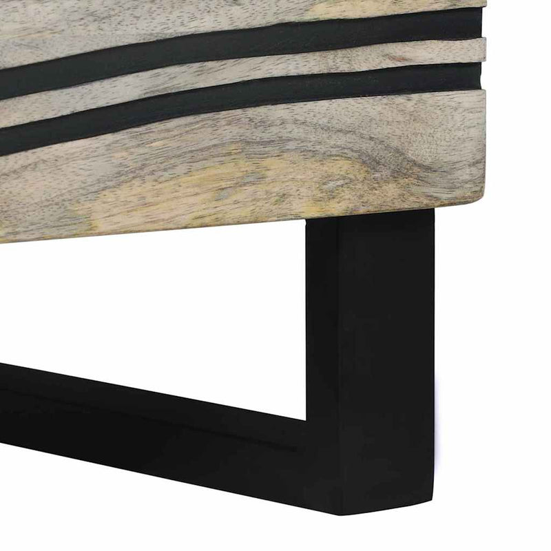 vidaXL Éjjeliszekrény Fehér és fekete 40 x 33 x 46 cm tömör mangófa