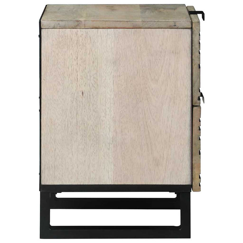 vidaXL Éjjeliszekrény Fehér és fekete 40 x 33 x 46 cm tömör mangófa