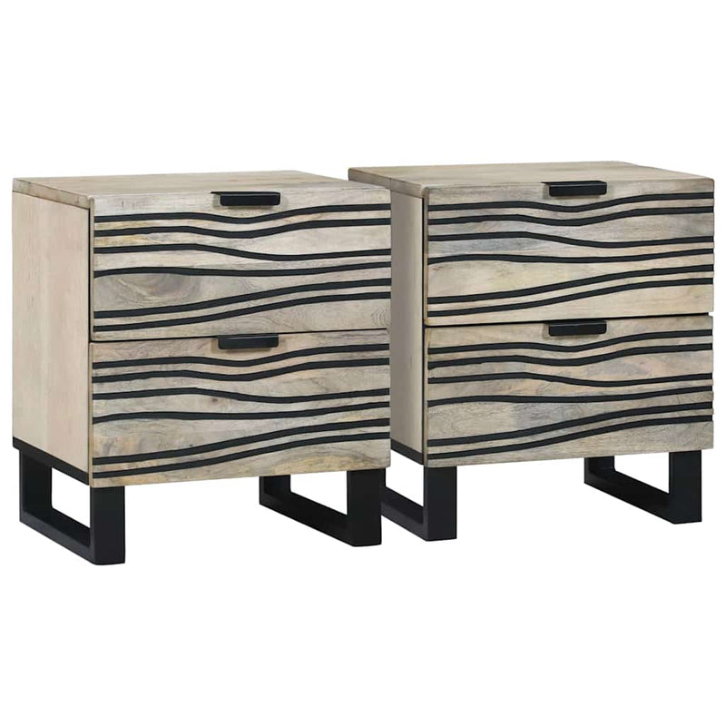 vidaXL Éjjeliszekrény fiókkal 2 pcs Fehér és fekete 40 x 33 x 46 cm