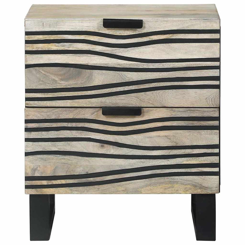 vidaXL Éjjeliszekrény fiókkal 2 pcs Fehér és fekete 40 x 33 x 46 cm