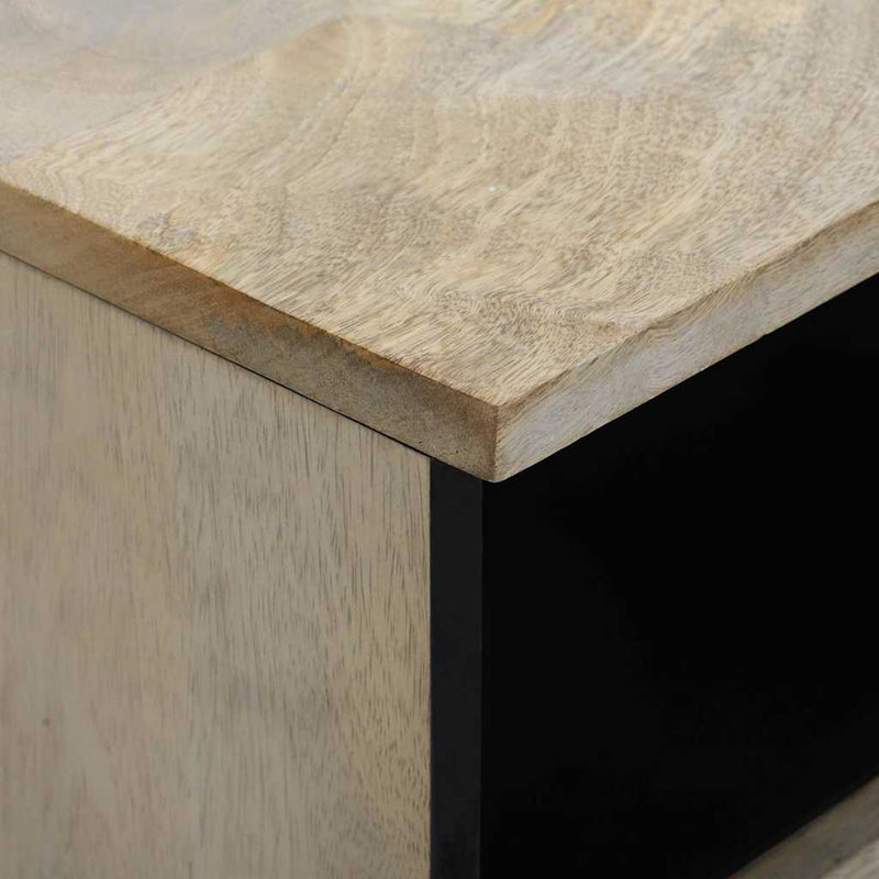 vidaXL Éjjeliszekrény Fehér és fekete 40 x 33 x 46 cm Tömör akácfa