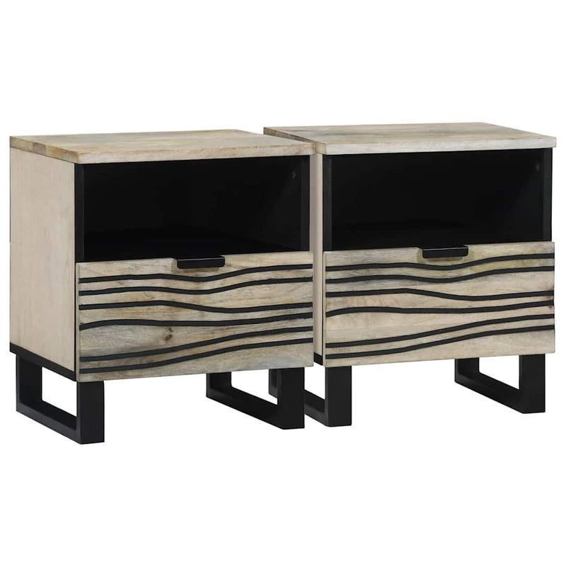 vidaXL Éjjeliszekrény fiókkal 2 pcs Fehér és fekete 40 x 33 x 46 cm