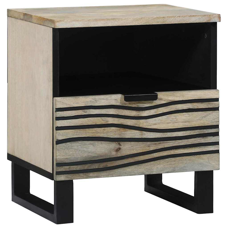 vidaXL Éjjeliszekrény fiókkal 2 pcs Fehér és fekete 40 x 33 x 46 cm