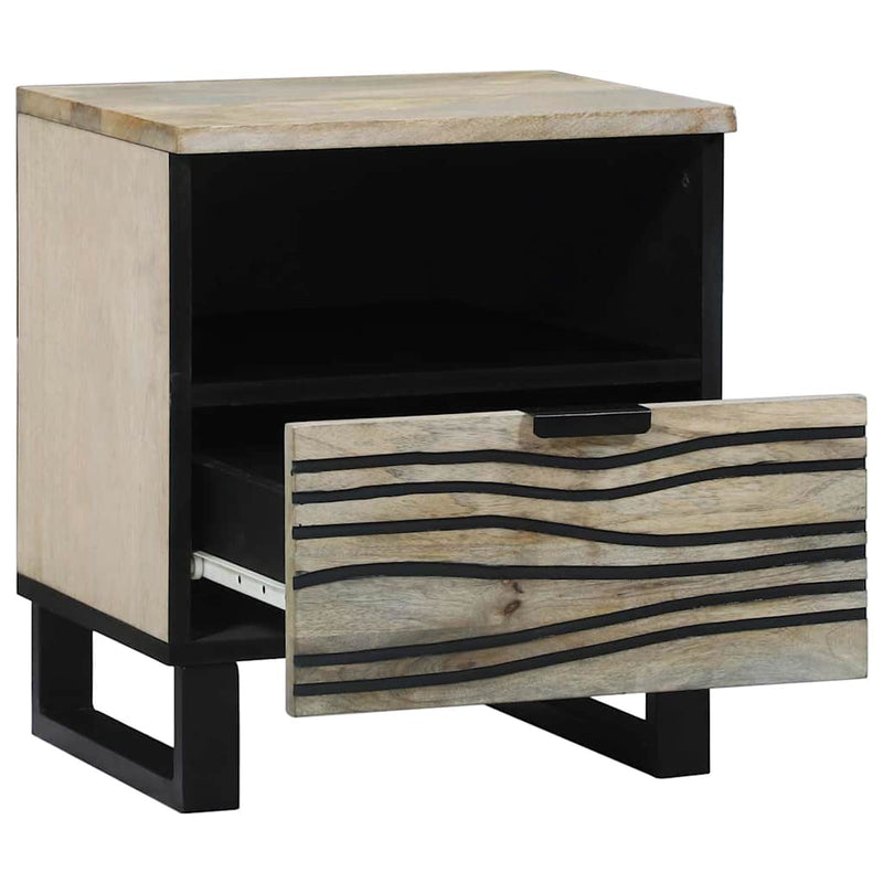 vidaXL Éjjeliszekrény fiókkal 2 pcs Fehér és fekete 40 x 33 x 46 cm