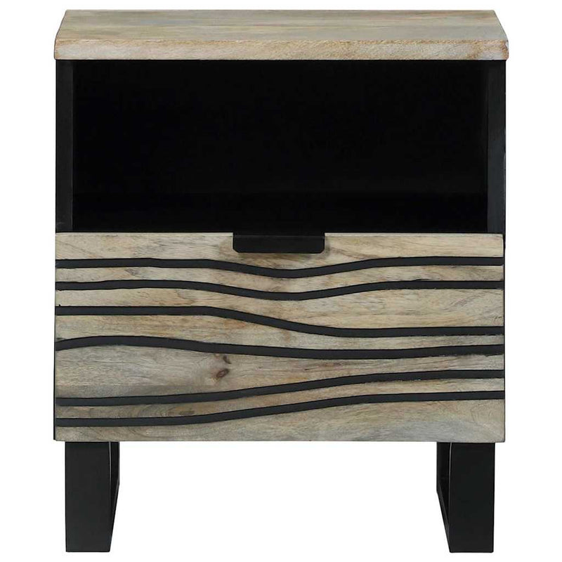 vidaXL Éjjeliszekrény fiókkal 2 pcs Fehér és fekete 40 x 33 x 46 cm