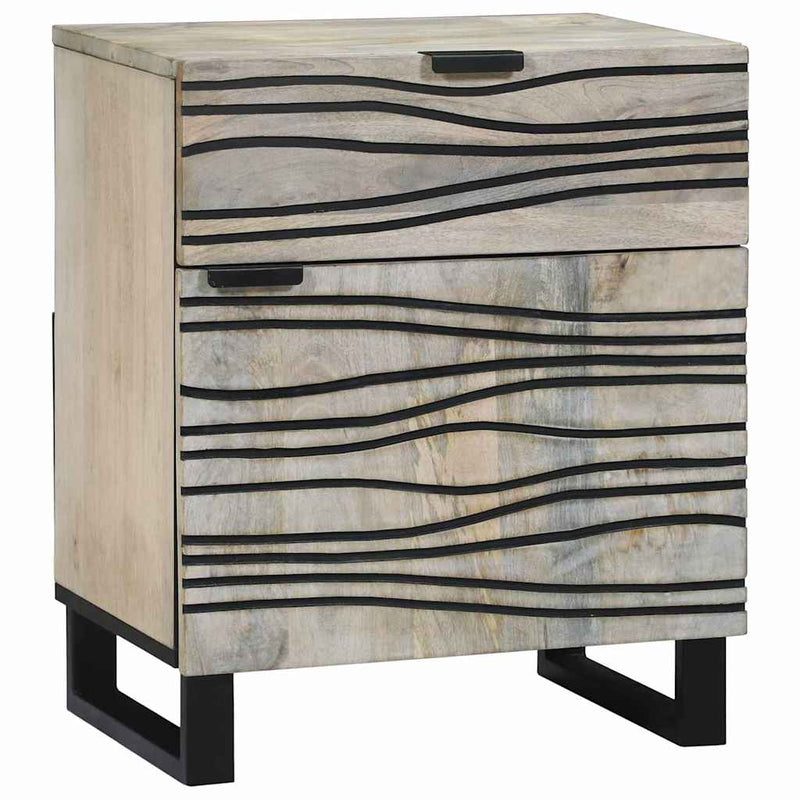 vidaXL Éjjeliszekrény Fehér és fekete 50 x 33 x 60 cm tömör mangófa