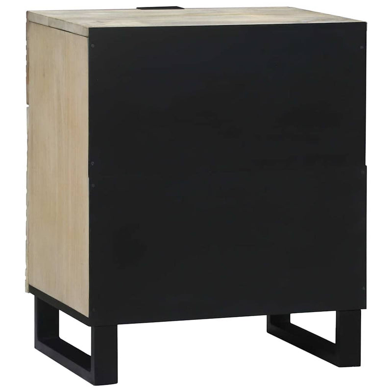 vidaXL Éjjeliszekrény Fehér és fekete 50 x 33 x 60 cm tömör mangófa