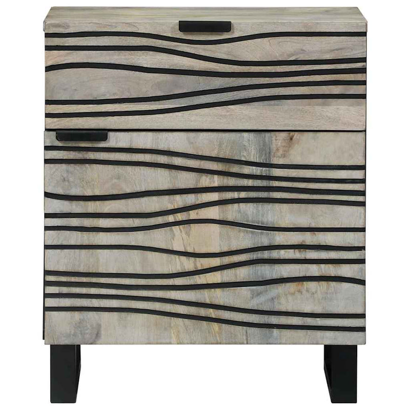 vidaXL Éjjeliszekrény Fehér és fekete 50 x 33 x 60 cm tömör mangófa