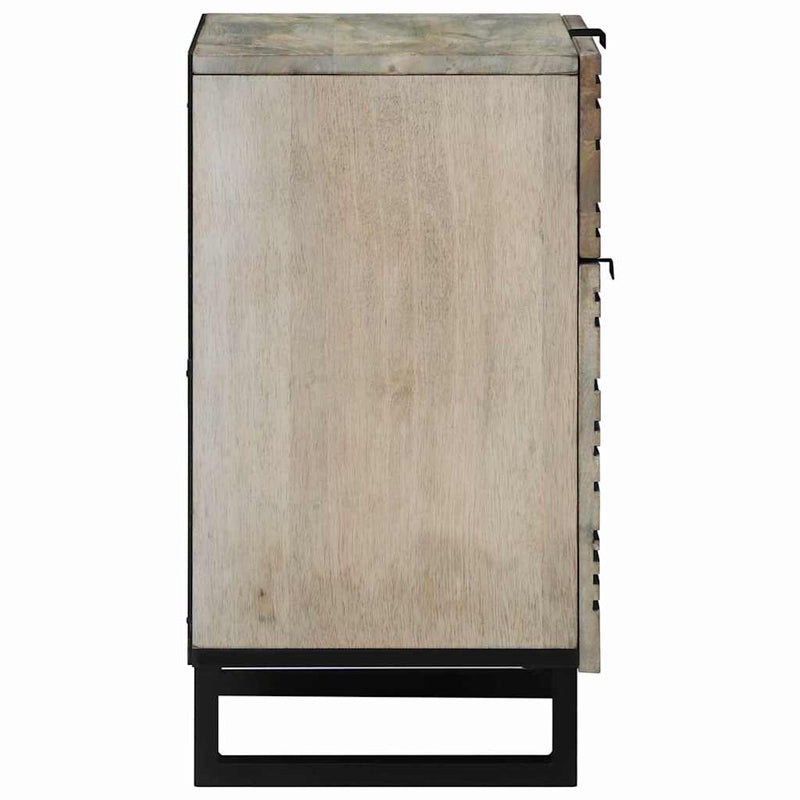 vidaXL Éjjeliszekrény Fehér és fekete 50 x 33 x 60 cm tömör mangófa